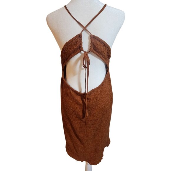 Anthropologie Ellen Brown Smocked Mini  bodycon Dress XL Boho Layering Summer Dr - Picture 4 of 16